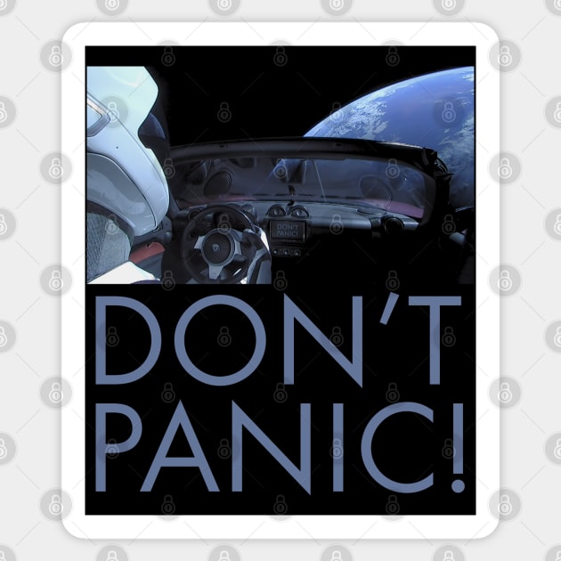 Don't Panic While Driving In Space Sticker by Nerd_art